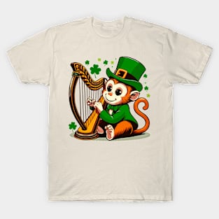 St. Patrick’s Day Monkey Playing Harp T-Shirt